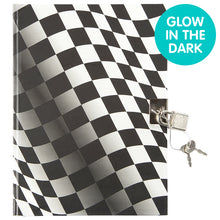 Load image into Gallery viewer, Glow in the Dark Racing Flag Paper Lockable Journal