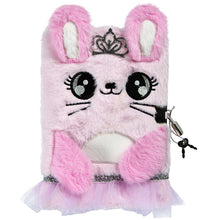 Load image into Gallery viewer, Ballet Bunny Fluffy Lockable Journal