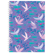 Load image into Gallery viewer, Purple Swans A4 Spiral Notebook