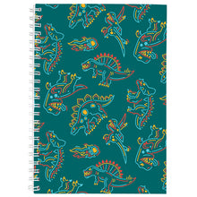 Load image into Gallery viewer, Neon Dino A4 Spiral Notebook