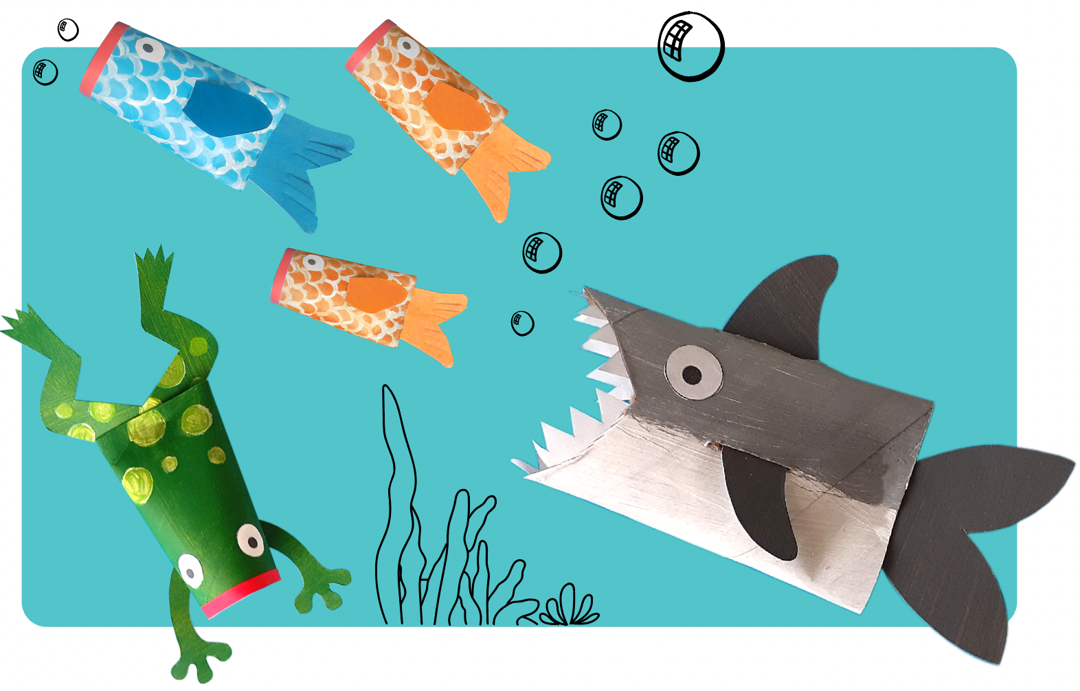 Roll with it and make a splash - Recycle Art - Fish, Sharks & Frogs ...