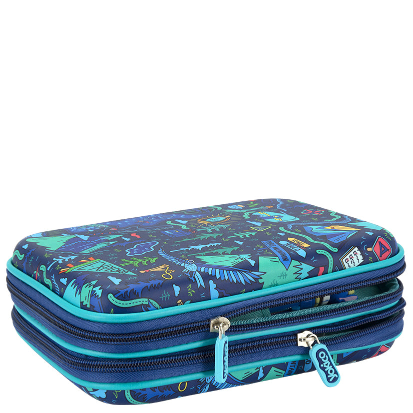 Blue Yoki Explorers Dbl Hardshell Pencil Case