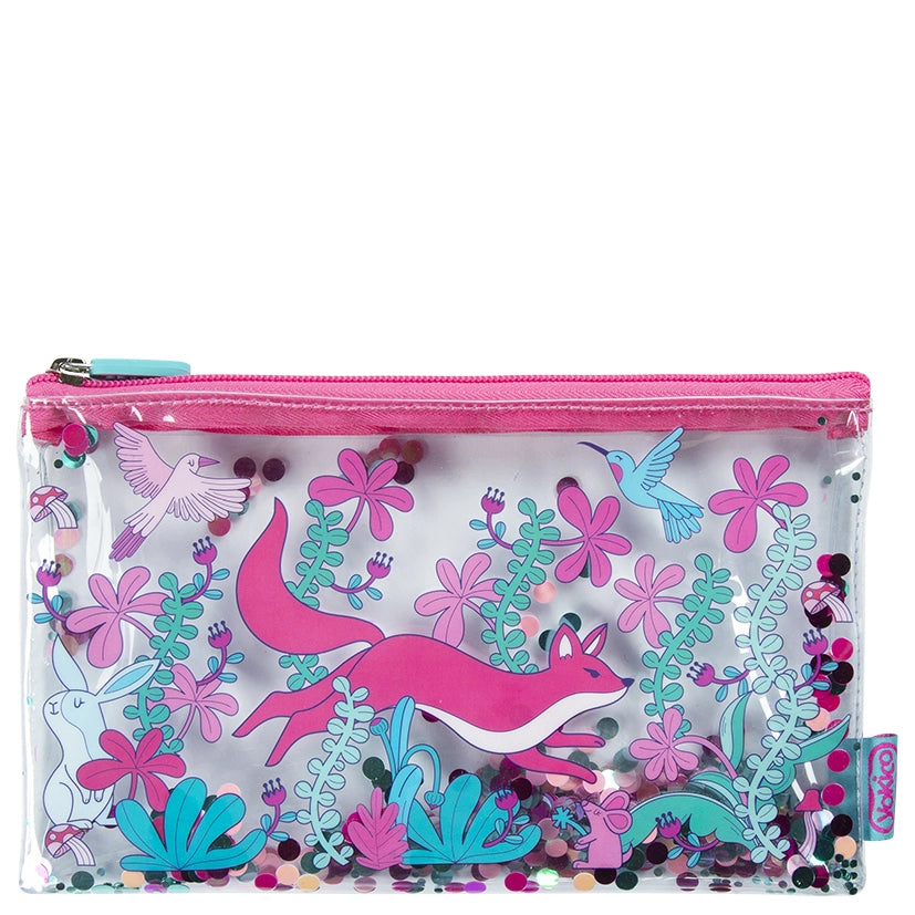 Pink Fantastical Forest Glitter Filled Pencil Case