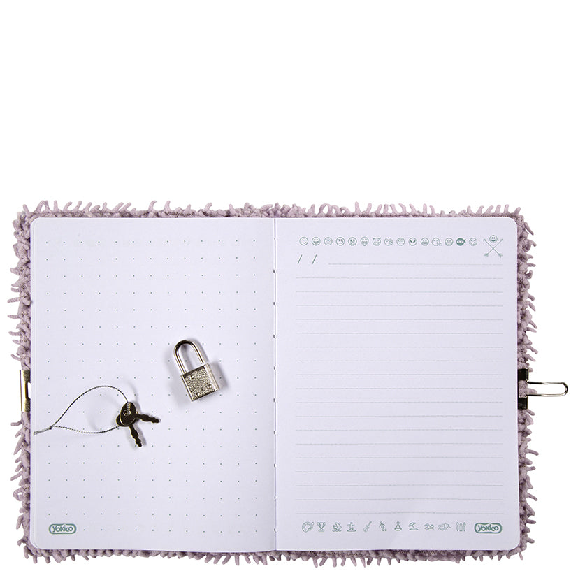 Lilac Hedgehog Fluffy Lockable Journal
