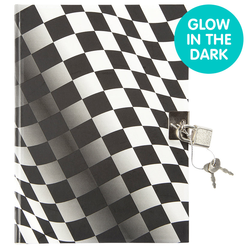 Glow in the Dark Racing Flag Paper Lockable Journal