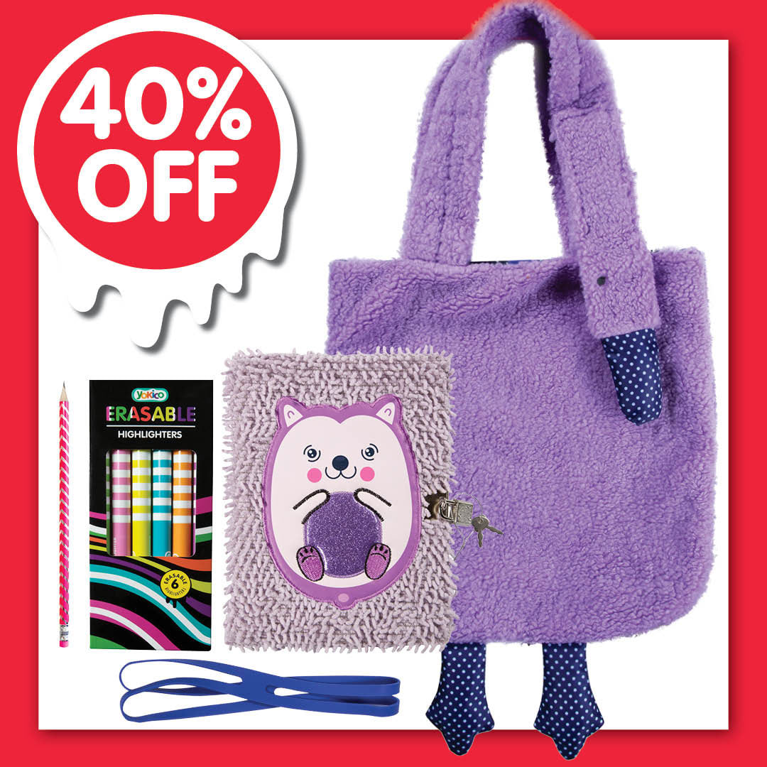 GP2603 - 40% - Swans Tote Bag & Lilac Hedgehog Fluffy Journal Set