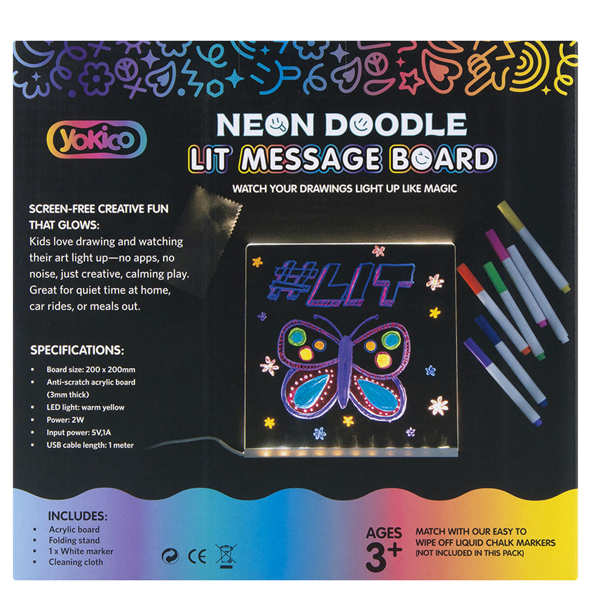 Neon Doodle Lit Message Board