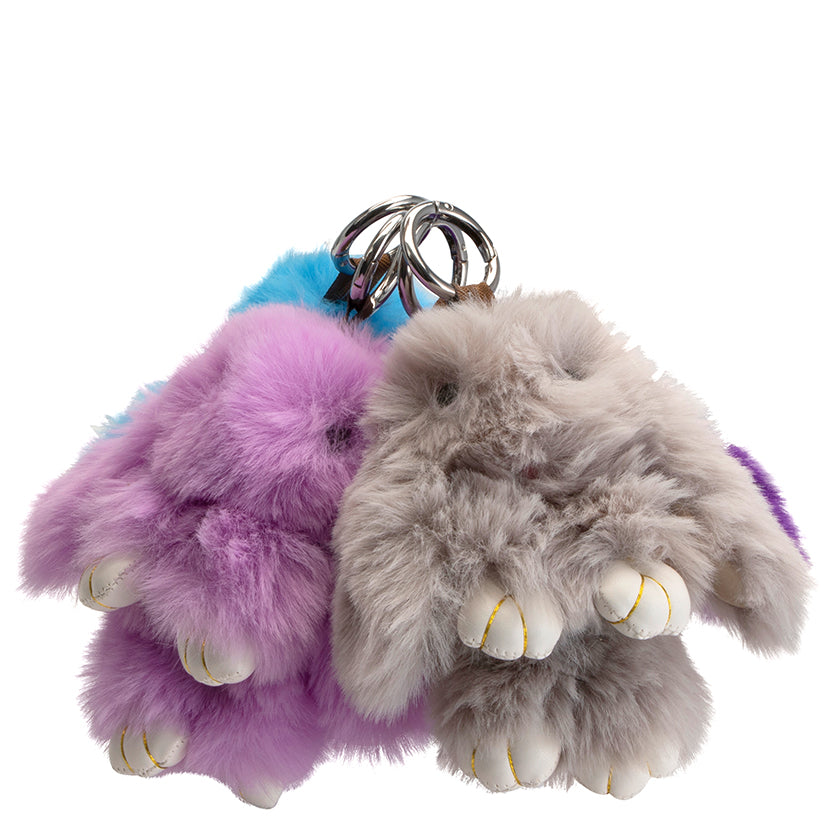 Fluffy Bunny Keychain Purple