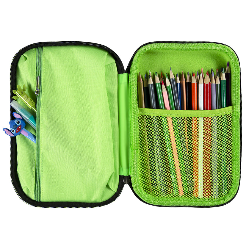 Green Pixel Build Dbl Hardshell Pencil Case