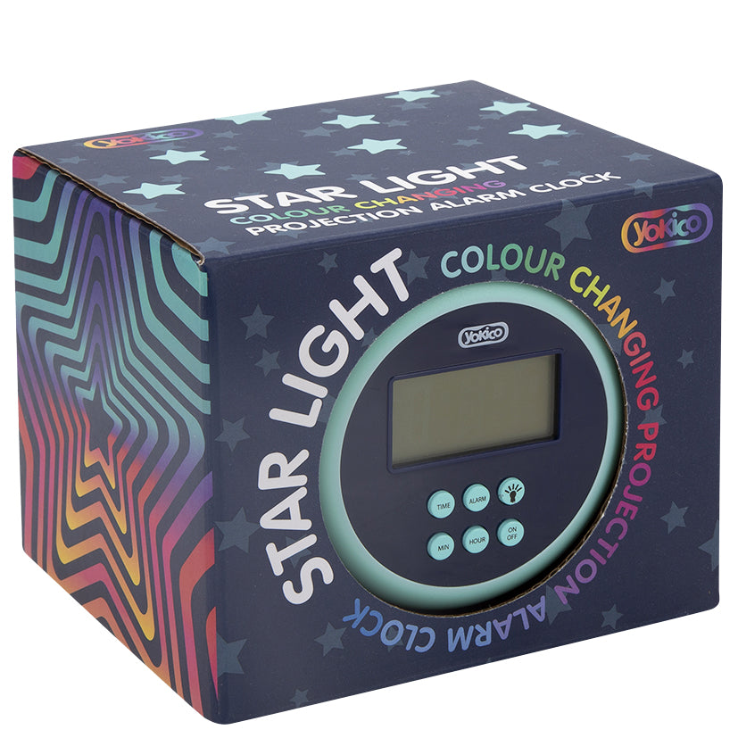Blue Star Light Projection Alarm Clock