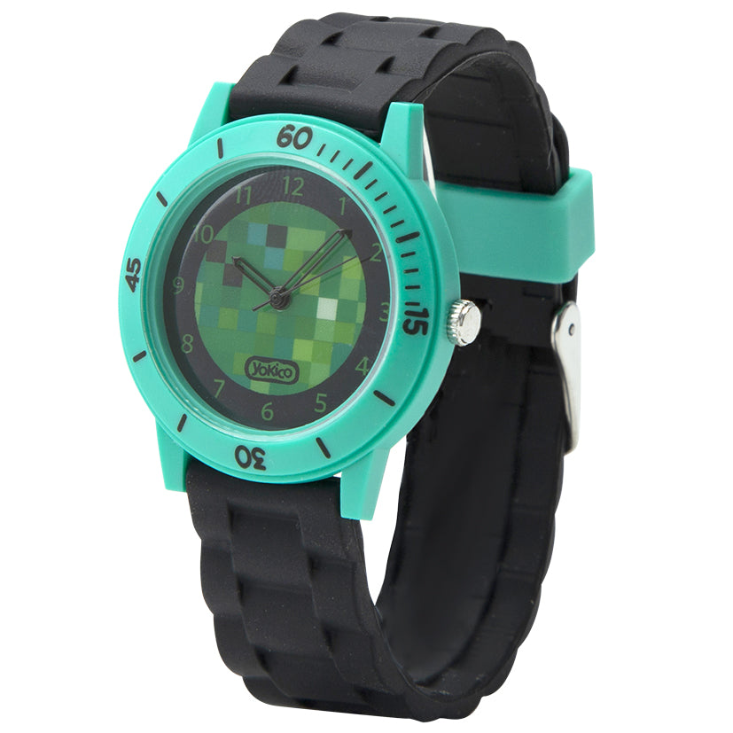 Black Pixel Build Silicone Analogue Watch