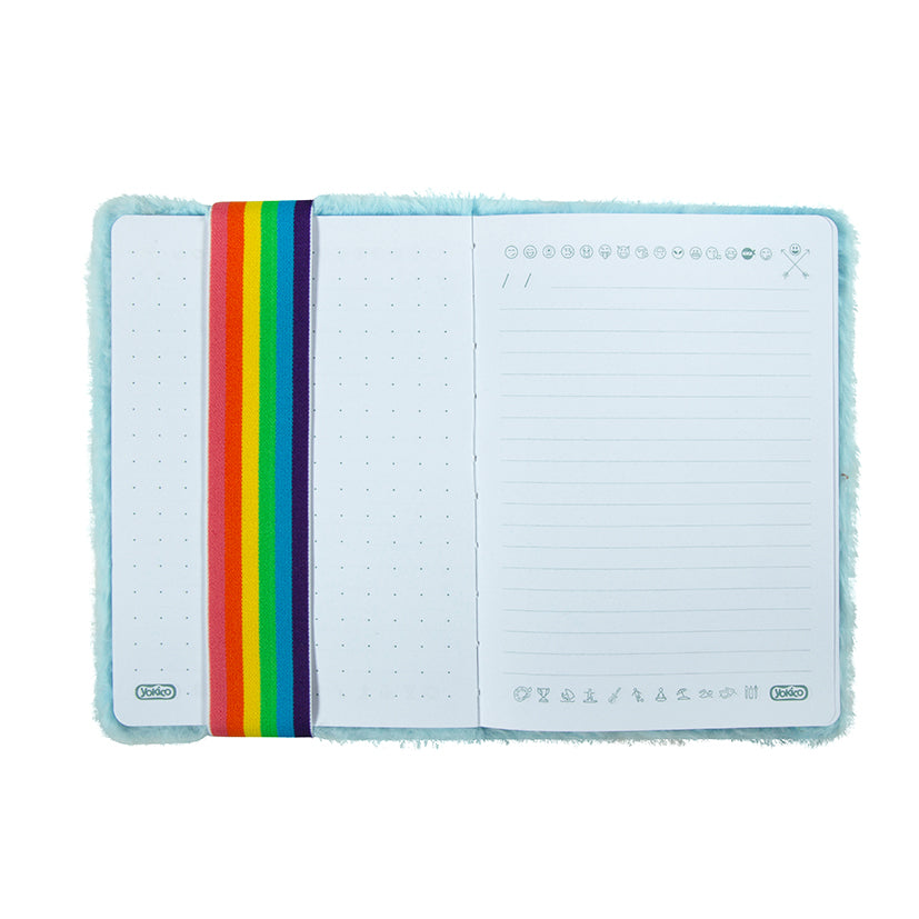 Rainbow Cloud Elasticated Fluffy Journal