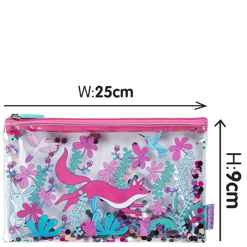 Pink Fantastical Forest Glitter Filled Pencil Case