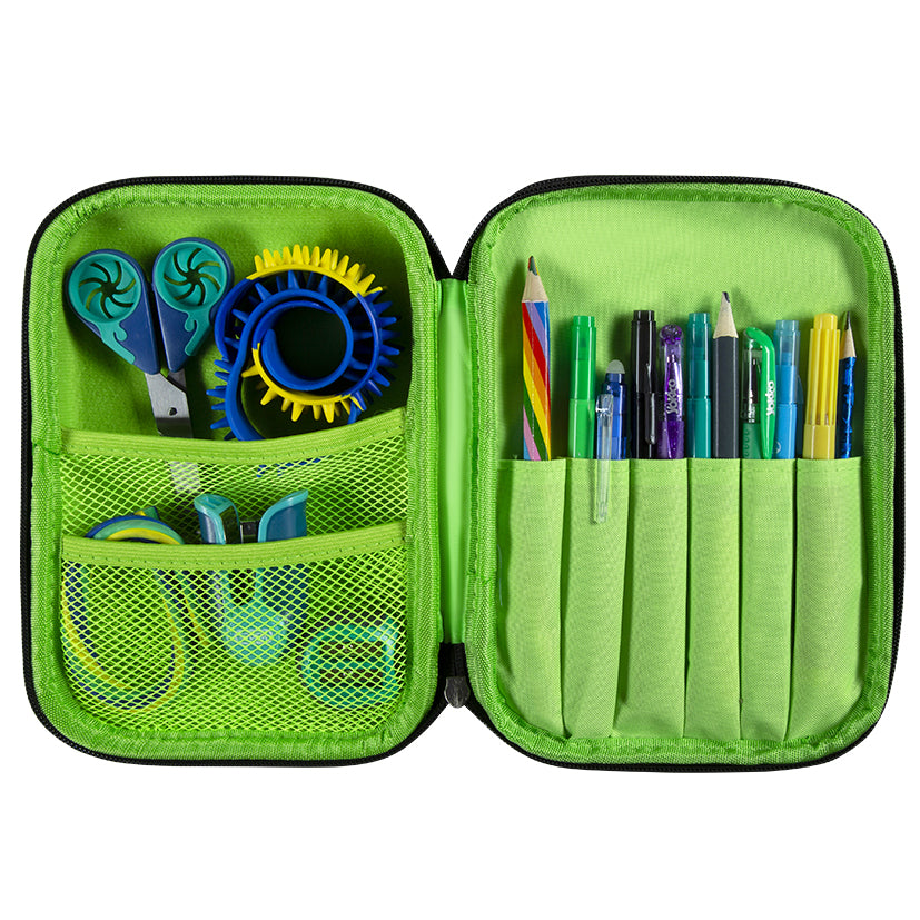 Green Pixel Build Dbl Hardshell Pencil Case