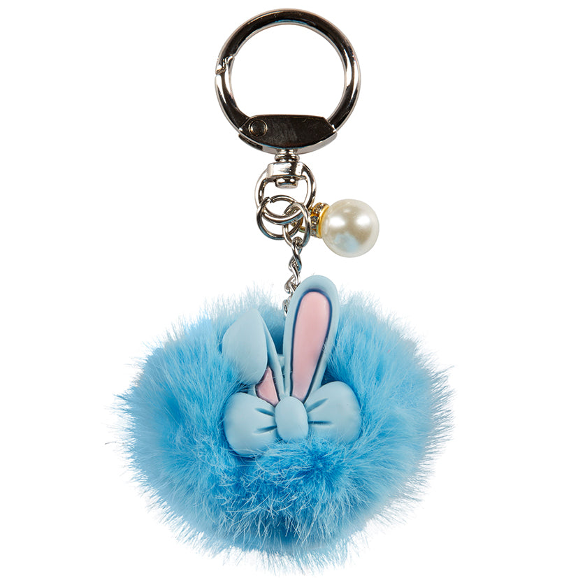 Bunny Ear Pom Pom Keychain