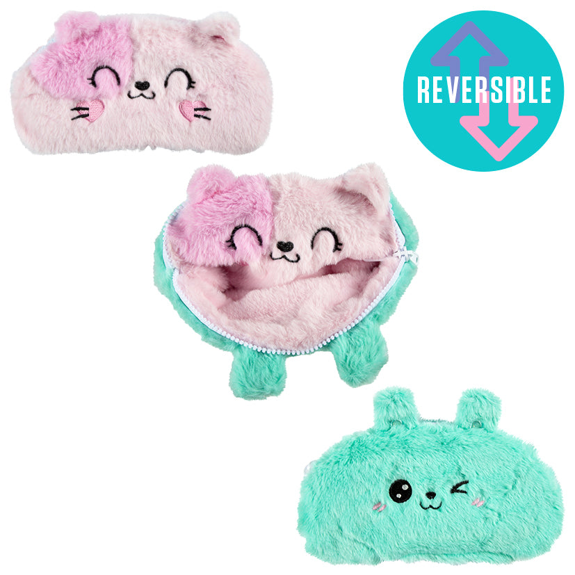 Bunny-to-Kitty Reversible Fluffy Pencil Case