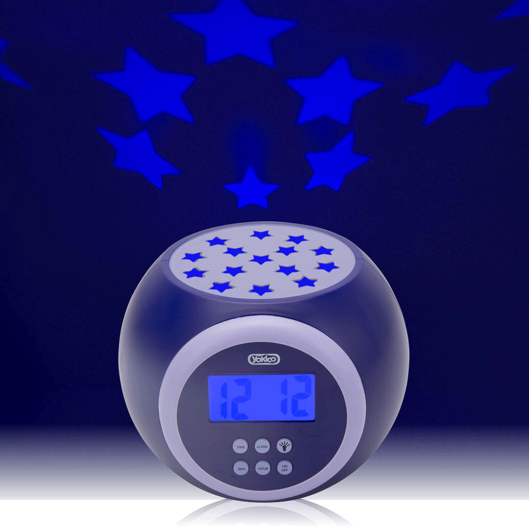 Blue Star Light Projection Alarm Clock