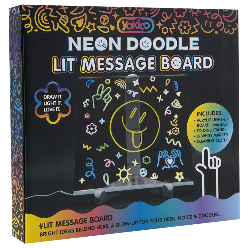 Neon Doodle Lit Message Board