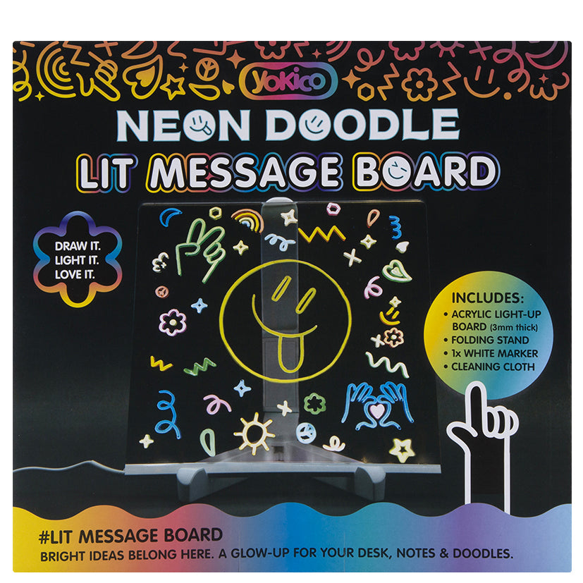 Neon Doodle Lit Message Board