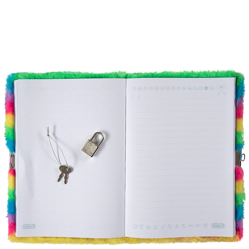 Rainbow Cat Fluffy Lockable Journal