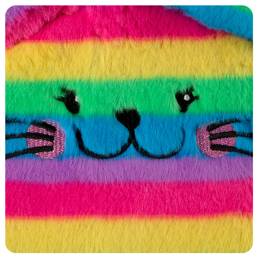 Rainbow Cat Fluffy Lockable Journal