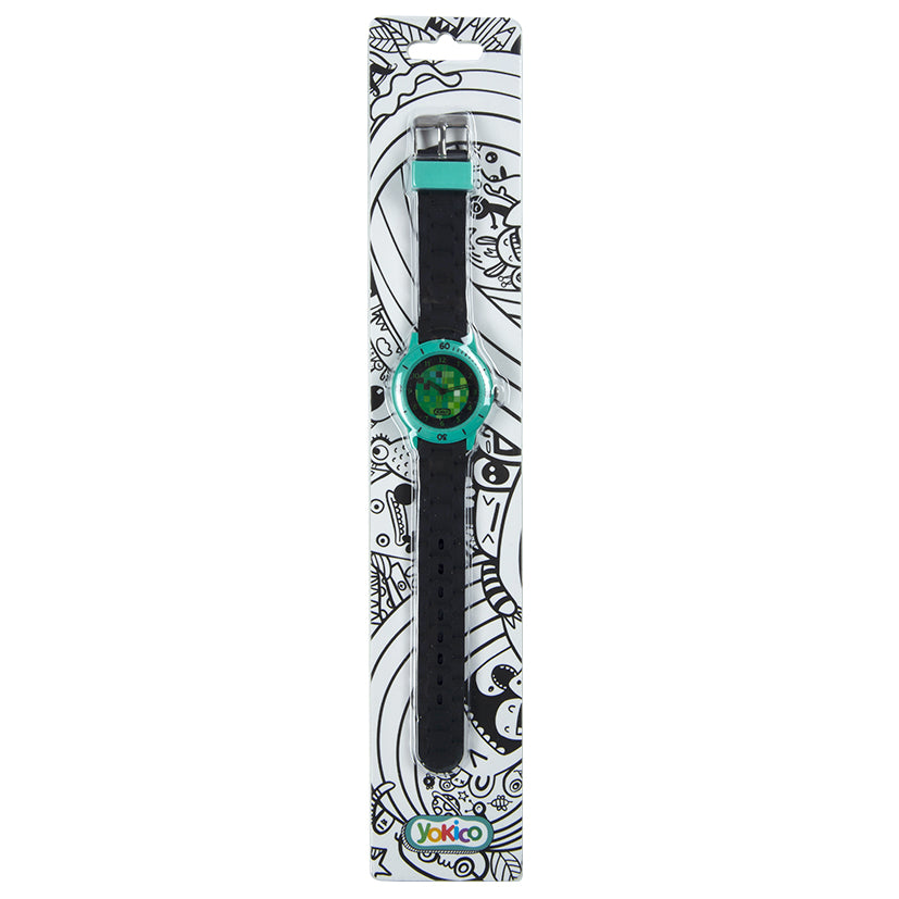 Black Pixel Build Silicone Analogue Watch