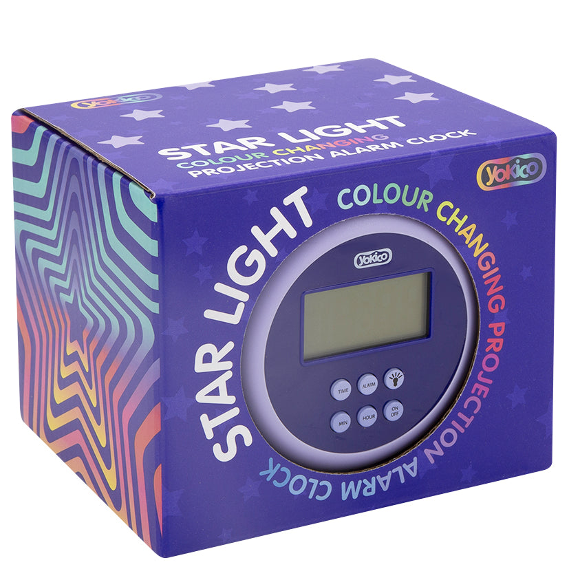 Purple Star Light Projection Alarm Clock