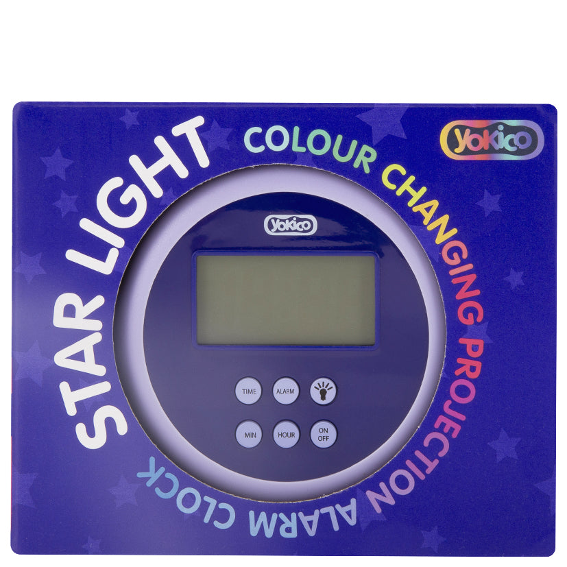 Purple Star Light Projection Alarm Clock