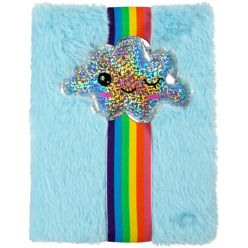 Rainbow Cloud Elasticated Fluffy Journal