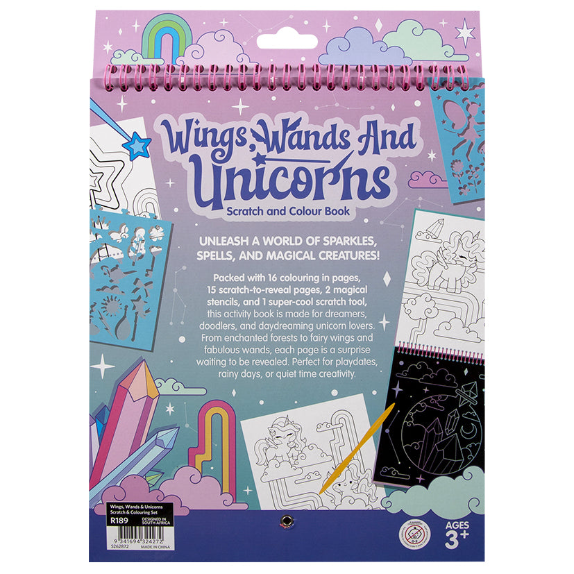 Wings, Wands & Unicorns Scratch & Colouring Set