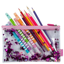 Load image into Gallery viewer, Pink Glitter Filled Pencil Case
