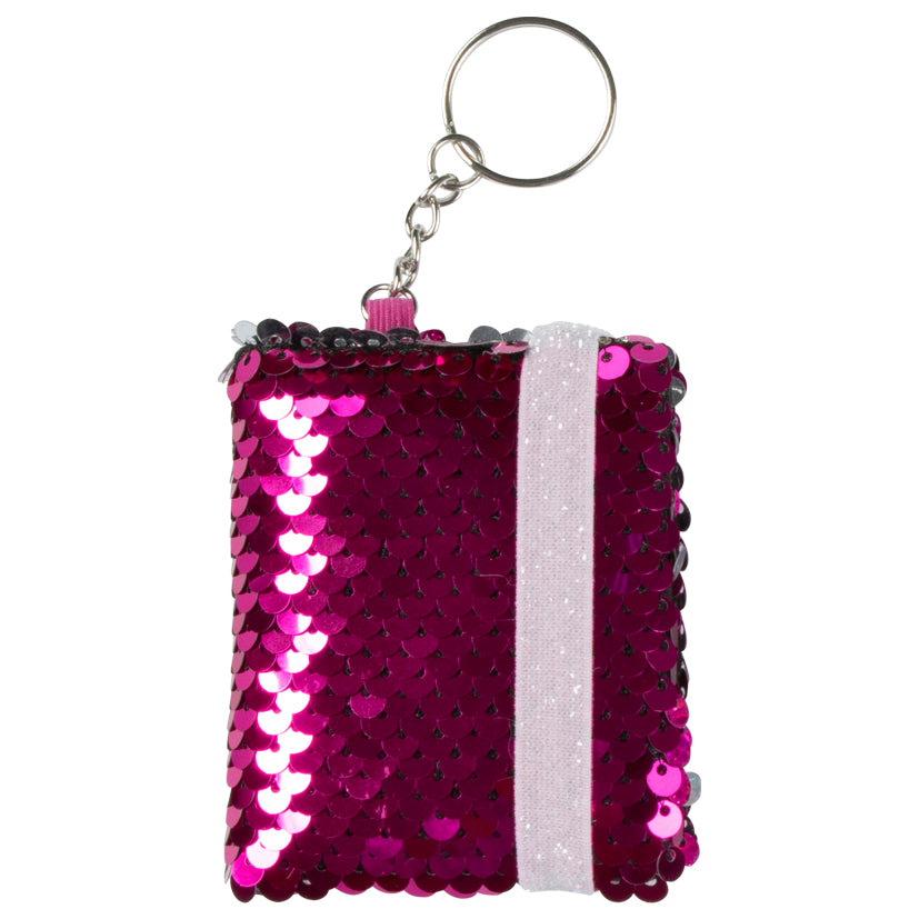 Pink Sequin Mini-Notebook Keychain