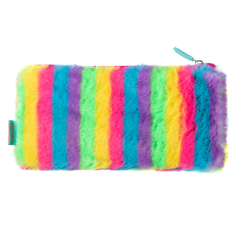 Rainbow Stripe Fluffy Pencil Case
