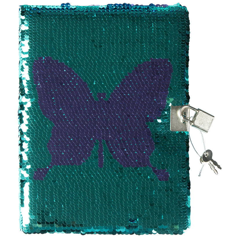 Butterfly Sequin Lockable Journal