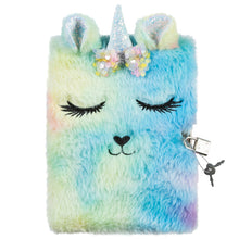 Load image into Gallery viewer, Unicorn Bear Fluffy Lockable Journal