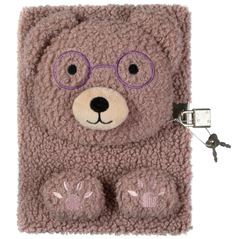Teddy Bear Fluffy Lockable Journal