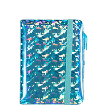 Load image into Gallery viewer, Blue Sparkle PU Gel Pen Pocket Journal
