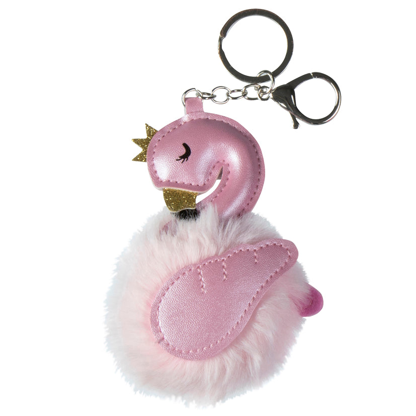 Flamingo Pom Pom Keychain - Light Pink