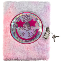 Load image into Gallery viewer, Glitter Filled Yomoji Fluffy Lockable Journal
