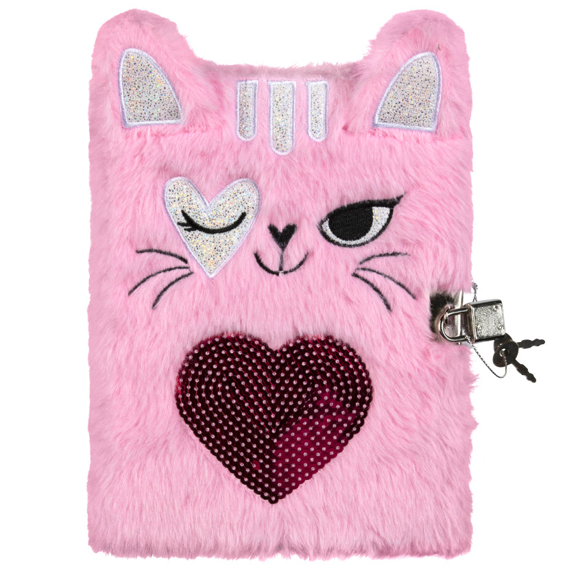 Love Cat Fluffy Lockable Journal