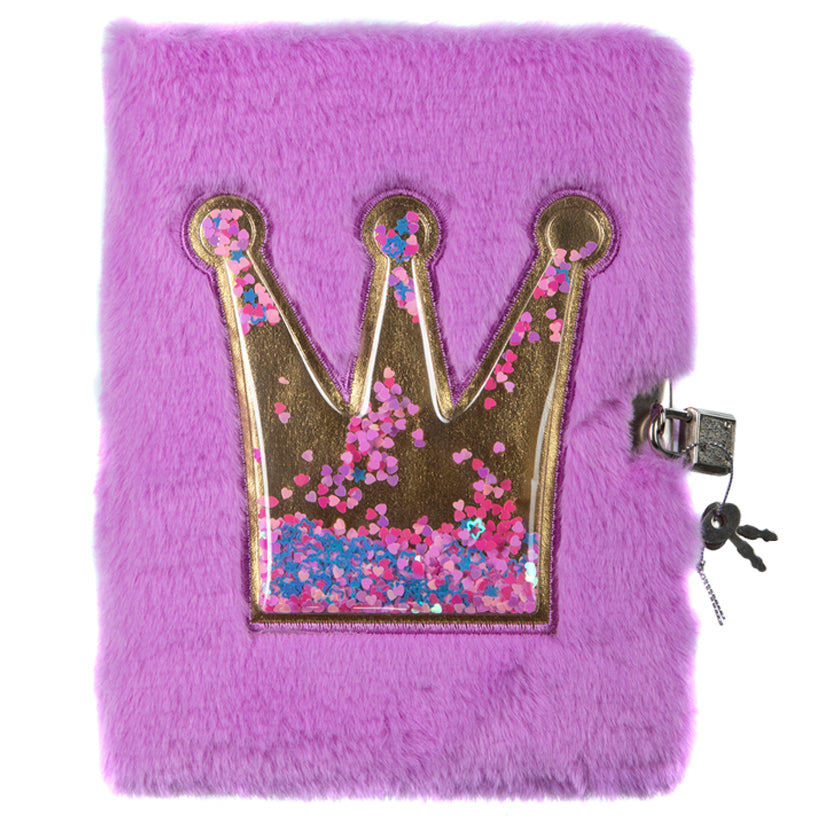 Purple Crown Fluffy Lockable Journal